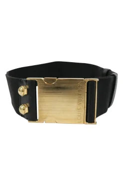 Black nylon canvas belt with gold-tone buckle