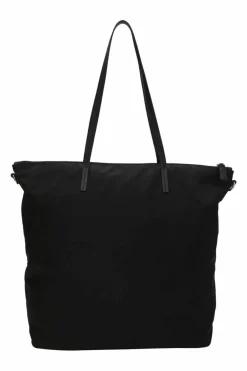 Black nylon Tessuto City shopper tote with detachable shoulder strap