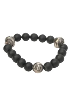 Black onyx and sterling silver beaded bracelet