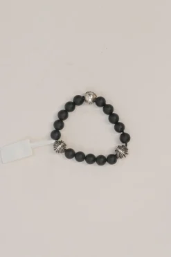 Black onyx and sterling silver beaded bracelet