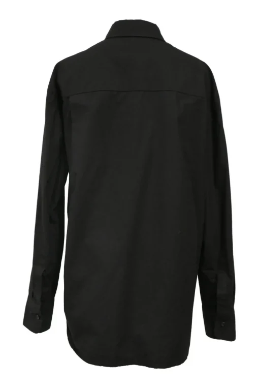 Black organic cotton poplin Lui two-piece lounge set featuring spread collar shirt and pull-on wide-leg shorts