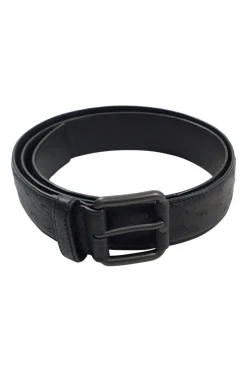 Black Ostrich Leather Belt