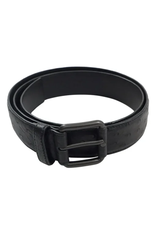 Black Ostrich Leather Belt
