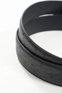 Black Ostrich Leather Belt