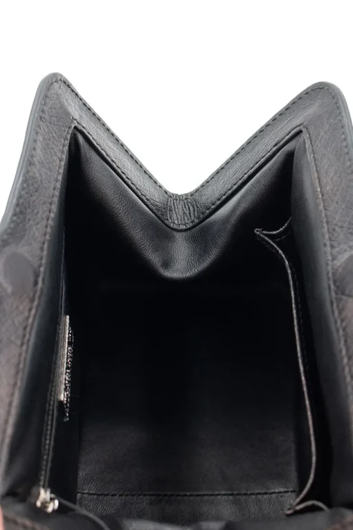 Black ostrich leather shoulder bag with clutch style opening