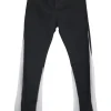 Black paneled cotton denim mid-rise five-pocket flared jeans with contrasting leg inserts