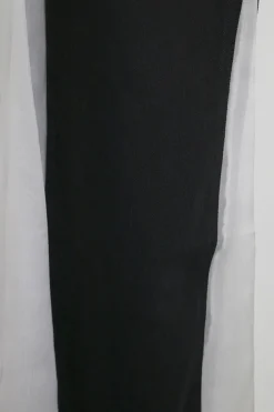 Black paneled cotton denim mid-rise five-pocket flared jeans with contrasting leg inserts