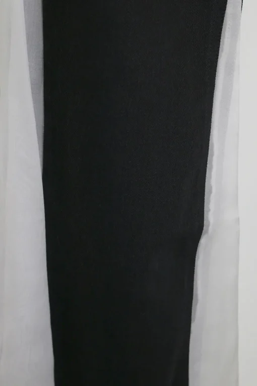 Black paneled cotton denim mid-rise five-pocket flared jeans with contrasting leg inserts