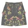 Black paneled cotton-blend houndstooth floral print slit-front mini skirt