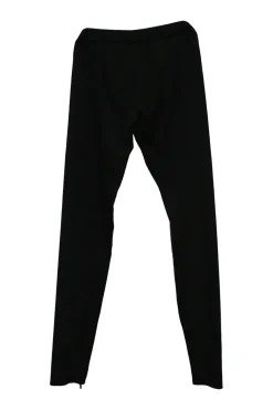 Black paneled leather and acetate-blend high-rise ankle-zip skinny pants