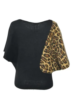 Black paneled mohair-blend dolman sleeve bateau neck pullover sweater