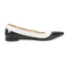 Black paneled polished calfskin colour-block pointed toe ballerinas