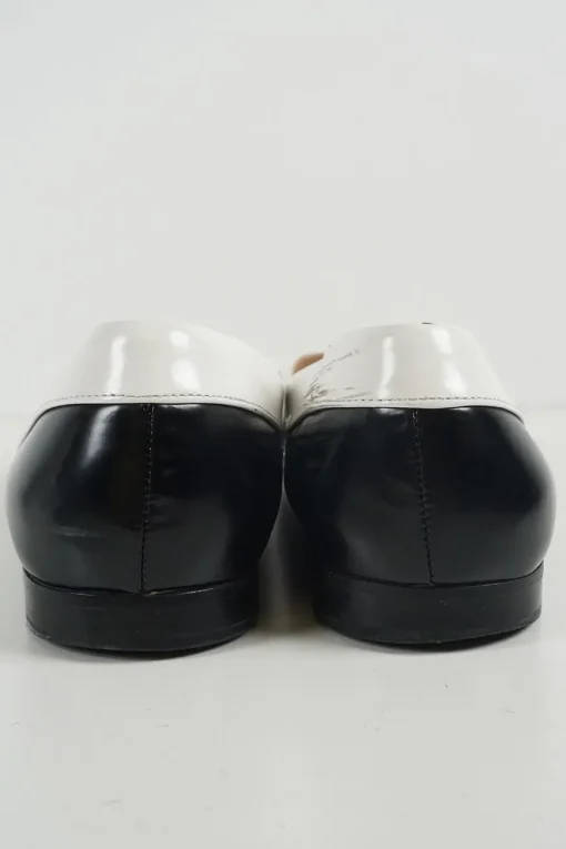 Black paneled polished calfskin colour-block pointed toe ballerinas