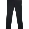 Black paneled polyamide and leather mid-rise skinny tailored trousers