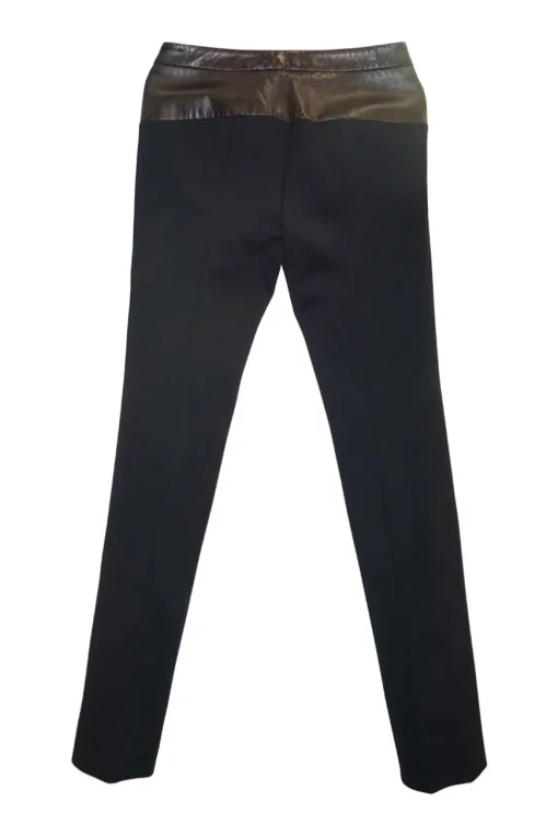 Black paneled polyamide and leather mid-rise skinny tailored trousers