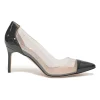 Black paneled PVC and patent leather pointed-toe Pacha pumps