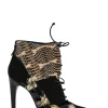 Black paneled suede mixed-media pointed-toe lace-up booties