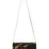 Black panther print calf hair crossbody flap clutch bag