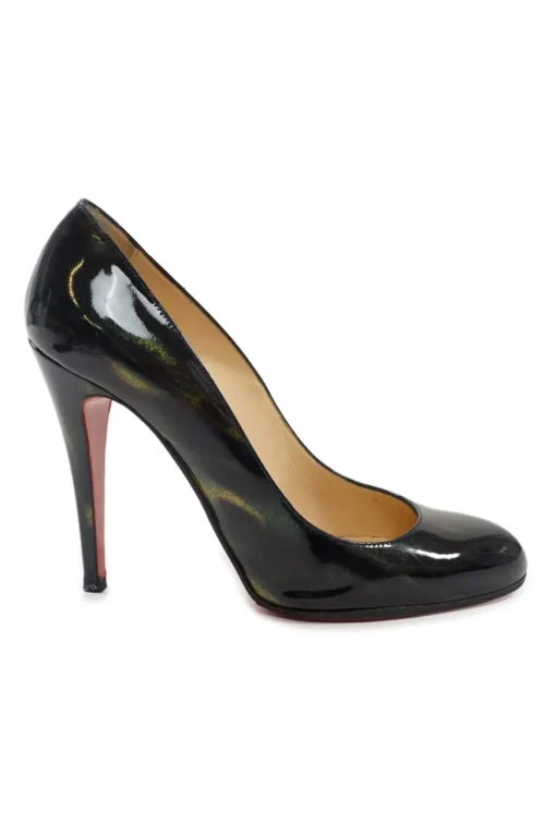 Black patent leather almond-toe glitter Fifi pumps