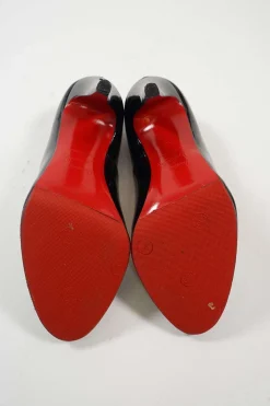 Black patent leather almond-toe glitter Fifi pumps