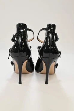 Black Patent leather Crisscross Pointed Toe Pumps