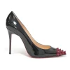 Black patent leather Geo Spike 105 pointed-toe pumps with contrasting spike cap toe
