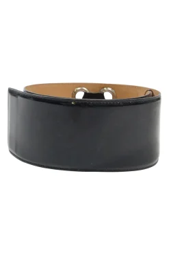 Black patent leather waist belt