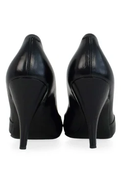 Black pointed toe pumps