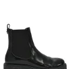 Black polished calfskin and rubber Vasi pull-on combat Chelsea flatform boots with tread soles