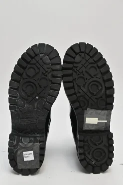 Black polished calfskin and rubber Vasi pull-on combat Chelsea flatform boots with tread soles