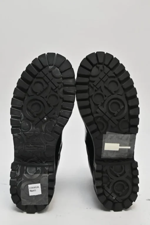 Black polished calfskin and rubber Vasi pull-on combat Chelsea flatform boots with tread soles