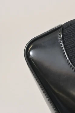 Black polished calfskin and canvas Cutout shoulder bag