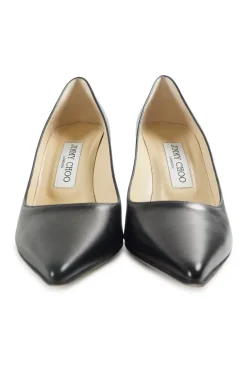Black polished calfskin pointed toe stiletto heel pumps