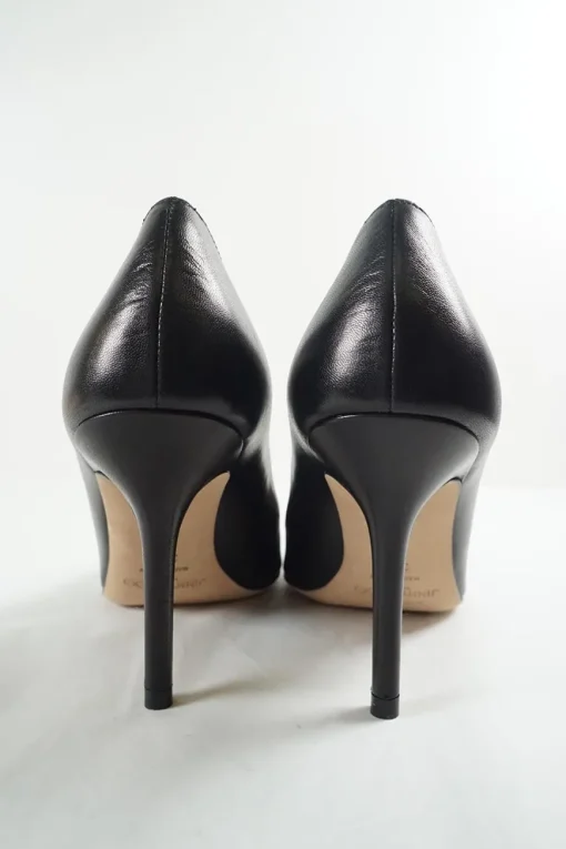 Black polished calfskin pointed toe stiletto heel pumps