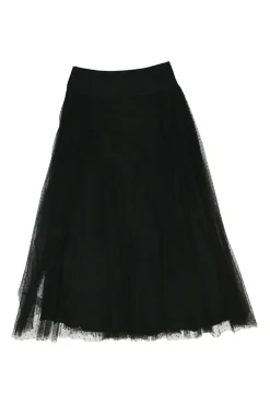 Black polyamide layered plumetis tulle midi skirt