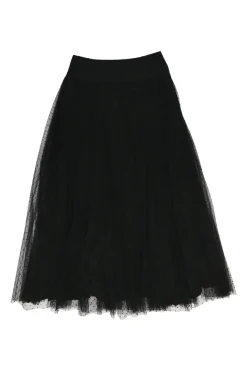 Black polyamide layered plumetis tulle midi skirt