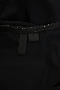 Black polyamide-blend glitter knit long sleeve cutout back bodysuit
