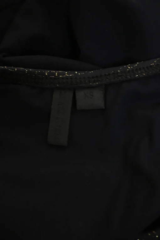 Black polyamide-blend glitter knit long sleeve cutout back bodysuit
