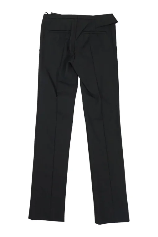Black polyamide-blend low-rise foldover tailored trousers with gold-tone metallic GG plaque appliqué