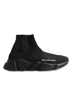 Black polyester and rubber Speed 2.0 slip-on warp knit sock sneakers