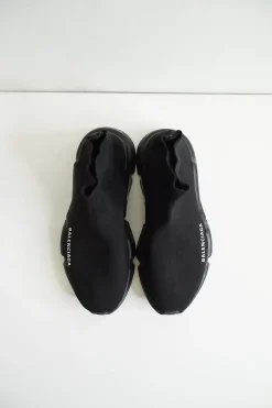 Black polyester and rubber Speed 2.0 slip-on warp knit sock sneakers