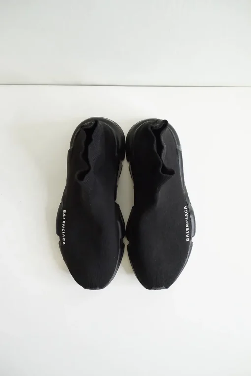 Black polyester and rubber Speed 2.0 slip-on warp knit sock sneakers