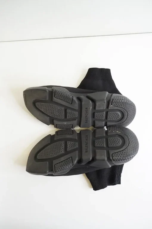 Black polyester and rubber Speed 2.0 slip-on warp knit sock sneakers