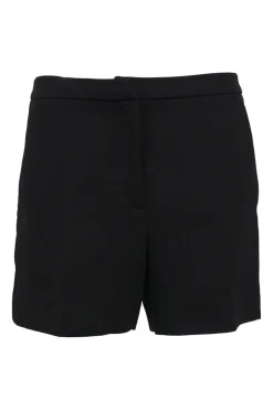 Black polyester pull-on high-rise tailored shorts