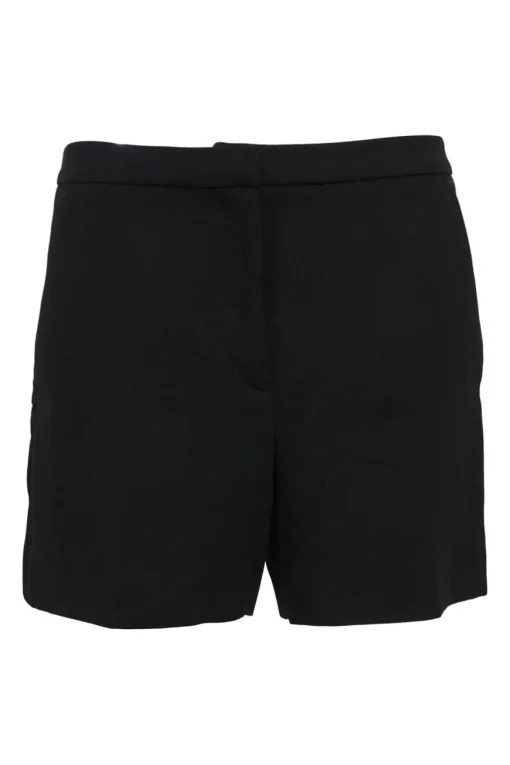 Black polyester pull-on high-rise tailored shorts