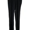 Black polyester-blend crêpe low-rise tapered leg tailored trousers