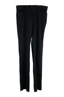 Black polyester-blend crêpe low-rise tapered leg tailored trousers