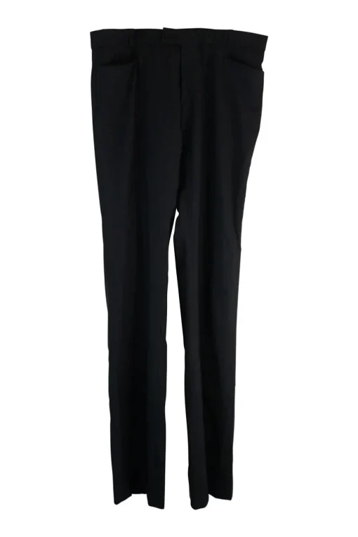 Black polyester-blend crêpe low-rise tapered leg tailored trousers