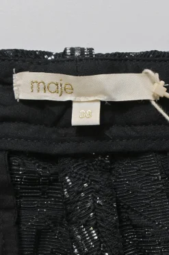 Black polyester-blend metallic Dobby weave tapered-leg tailored trousers