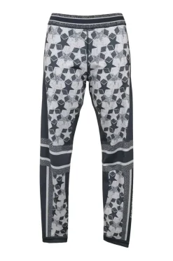 Black polyester-blend patchwork star print pull-on skinny pants